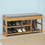 Shoe Storage: Bamboo Shoe Bench Drawers Lift Top