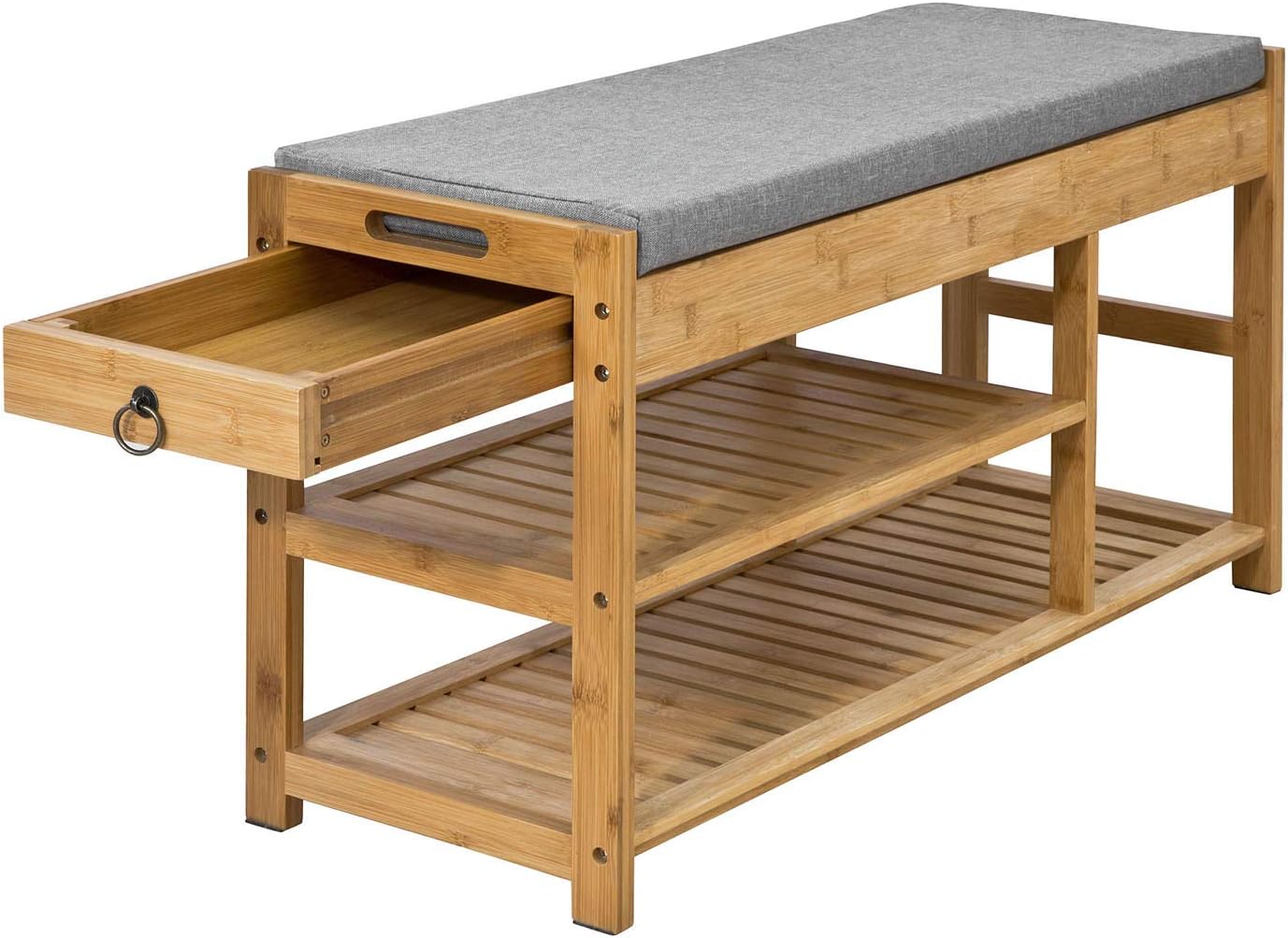 Shoe Storage: Bamboo Shoe Bench Drawers Lift Top