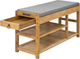 Shoe Storage: Bamboo Shoe Bench Drawers Lift Top