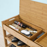 Shoe Storage: Bamboo Shoe Bench Drawers Lift Top
