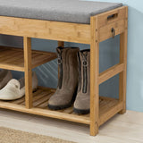 Shoe Storage: Bamboo Shoe Bench Drawers Lift Top