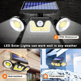 Outdoor Lights: Outdoor Solar Lights with 3 Adjustable Head for Porch Garden Patio