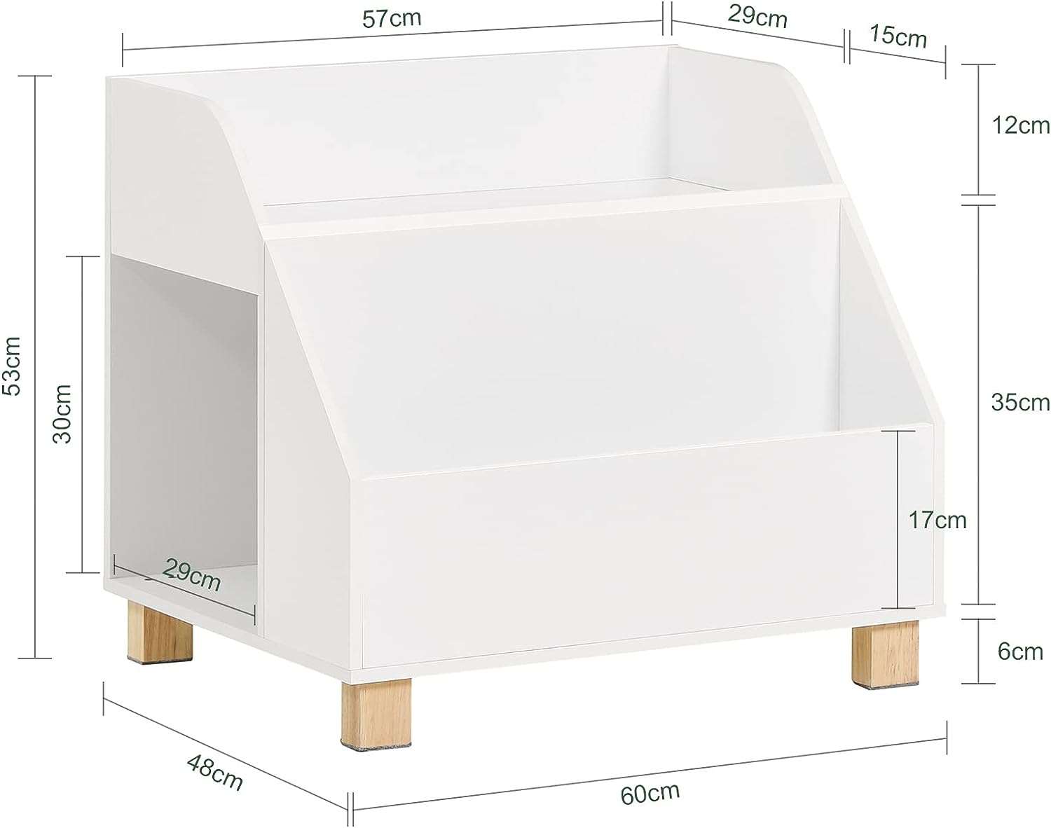 Kid's Bookcases & Shelves: Kids Storage Bookcase 3 Compartments, White