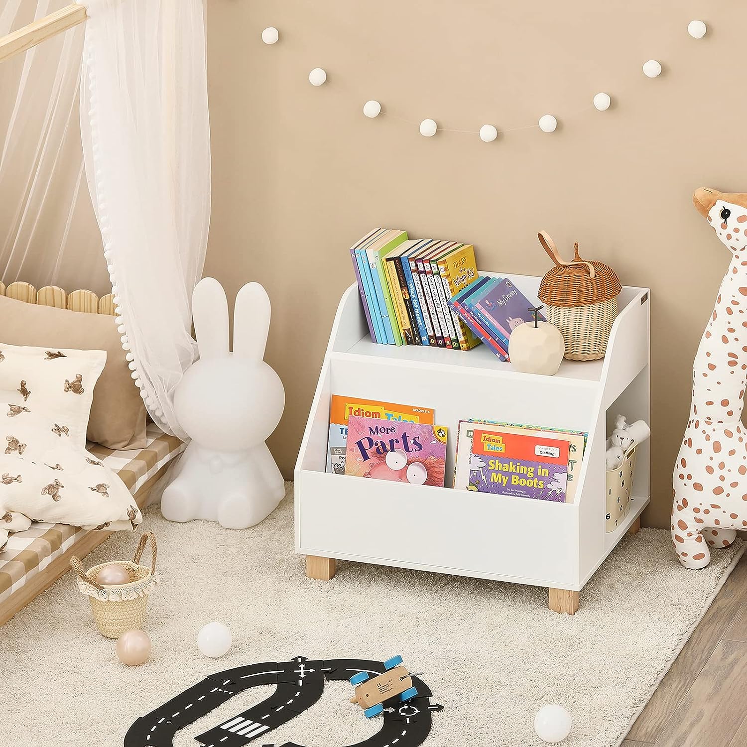 Kid's Bookcases & Shelves: Kids Storage Bookcase 3 Compartments, White