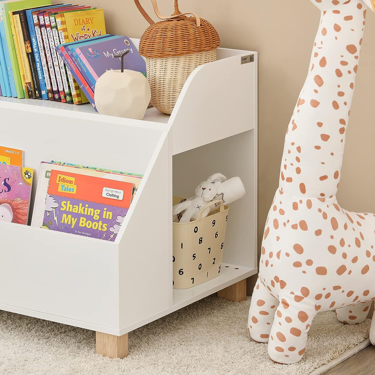 Kid's Bookcases & Shelves: Kids Storage Bookcase 3 Compartments, White