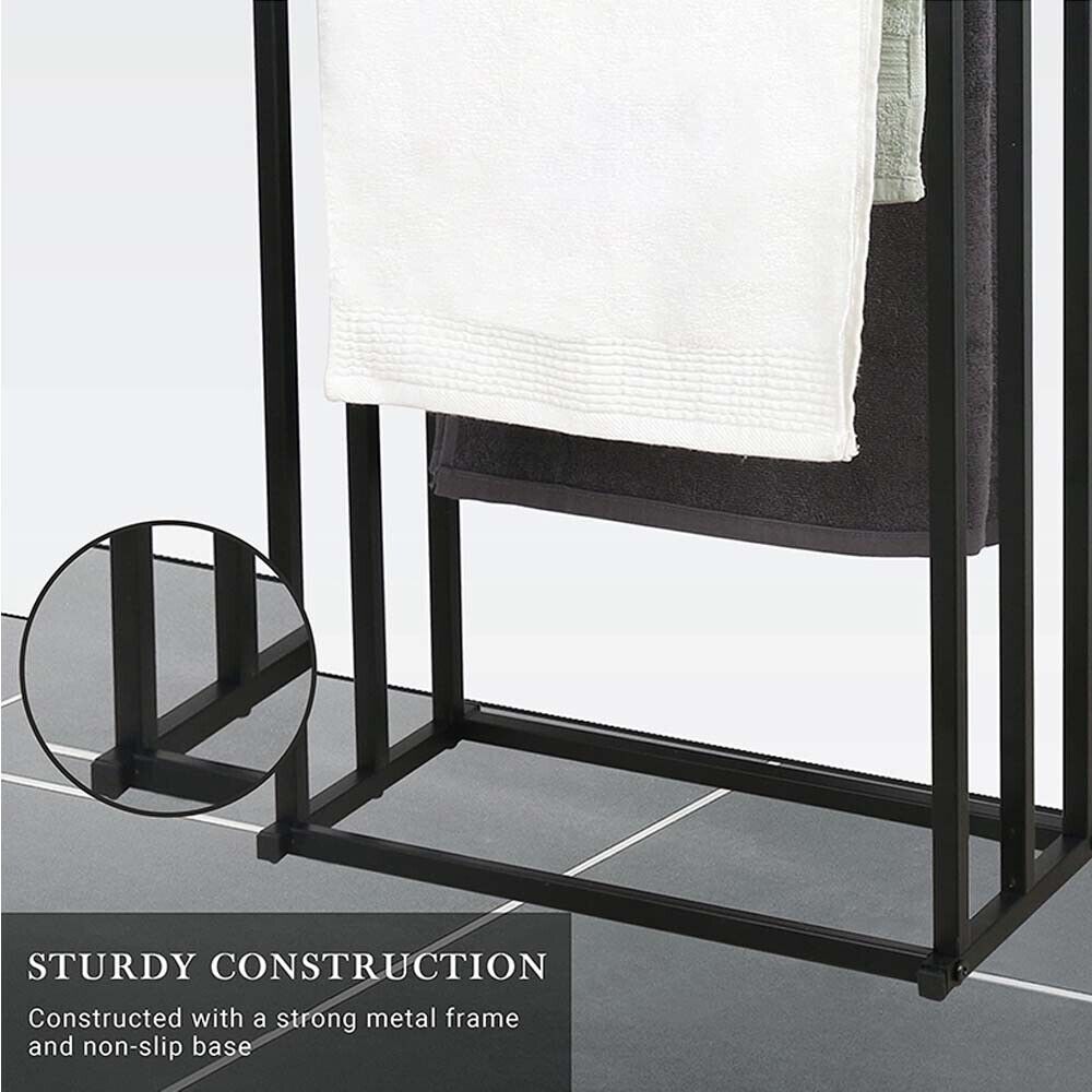 Towel Racks & Holders: Metal Free Standing Towel Rack 3 Tier Bathroom Rail Shelf Dryer