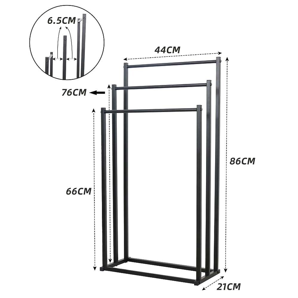 Towel Racks & Holders: Metal Free Standing Towel Rack 3 Tier Bathroom Rail Shelf Dryer