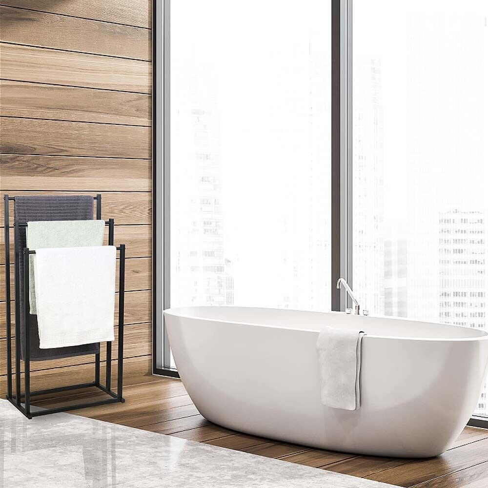 Towel Racks & Holders: Metal Free Standing Towel Rack 3 Tier Bathroom Rail Shelf Dryer