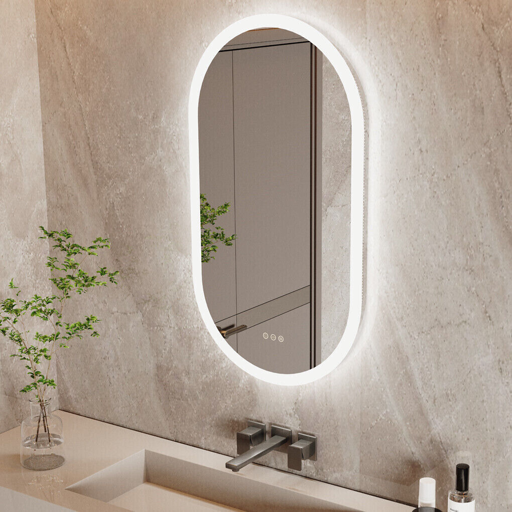 Mirrors: 800x500mm LED Bathroom Mirror Oval Anti-Fog Dimmable Wall Mount