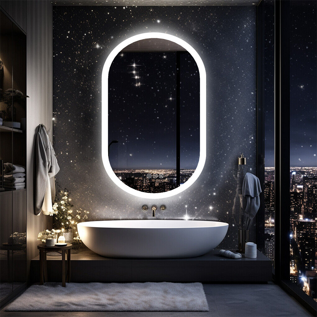 Mirrors: 800x500mm LED Bathroom Mirror Oval Anti-Fog Dimmable Wall Mount