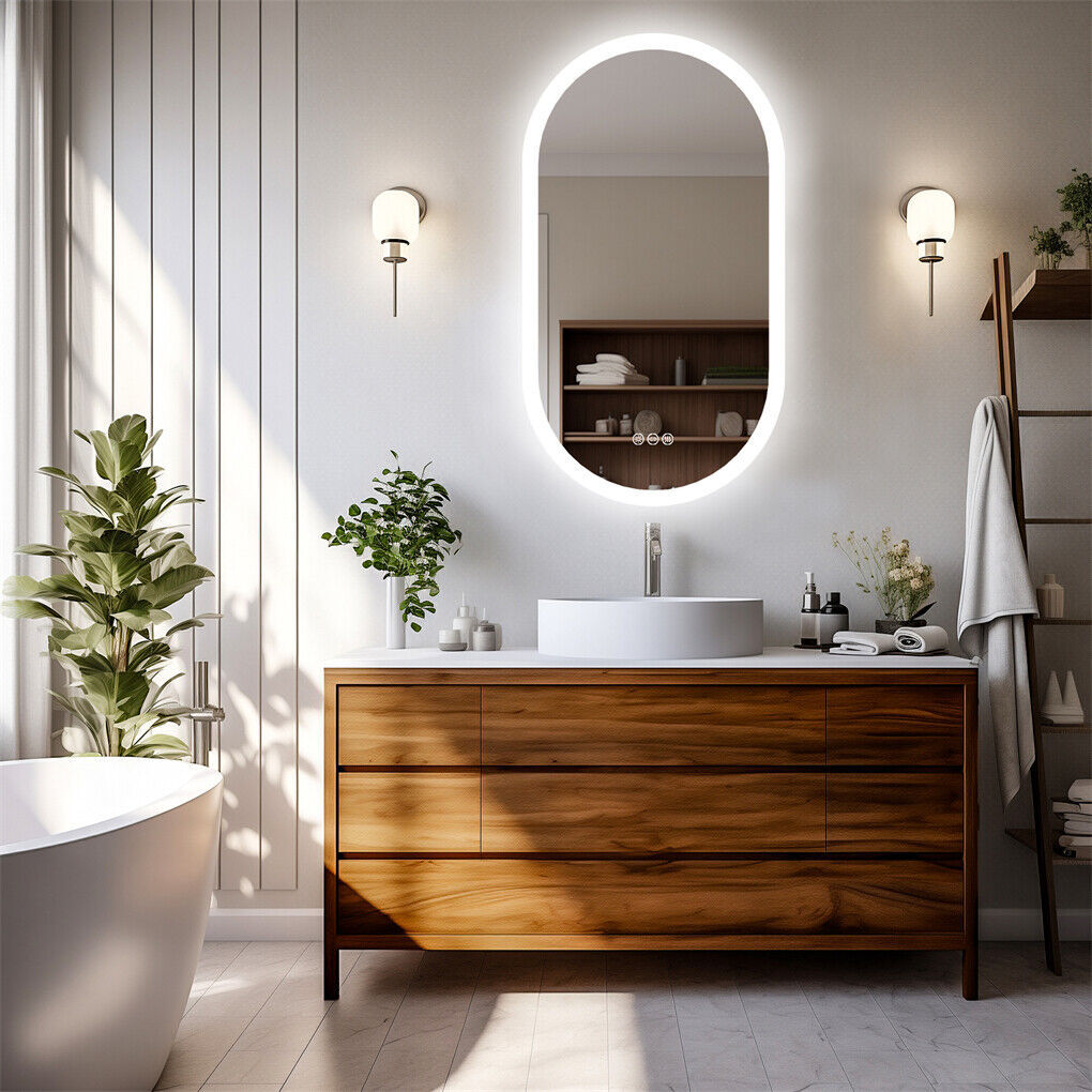 Mirrors: 800x500mm LED Bathroom Mirror Oval Anti-Fog Dimmable Wall Mount