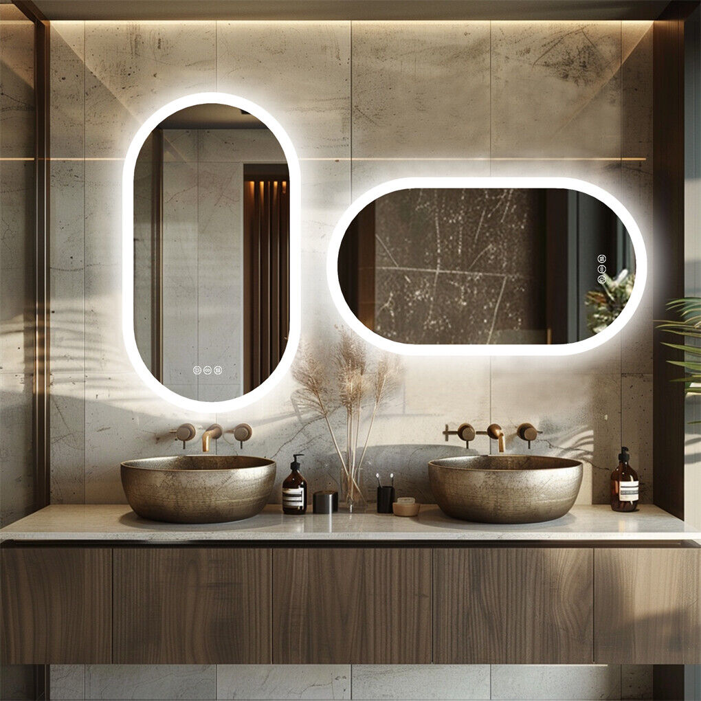 Mirrors: 1000x500mm LED Bathroom Mirror Oval Anti-Fog Dimmable Wall Mount