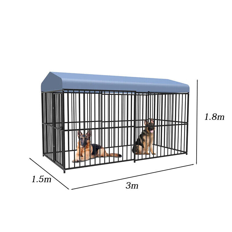 Dog Kennels: Pawhub Heavy Duty Dog Cage Black Metal Kennel Indoor Outdoor 3M