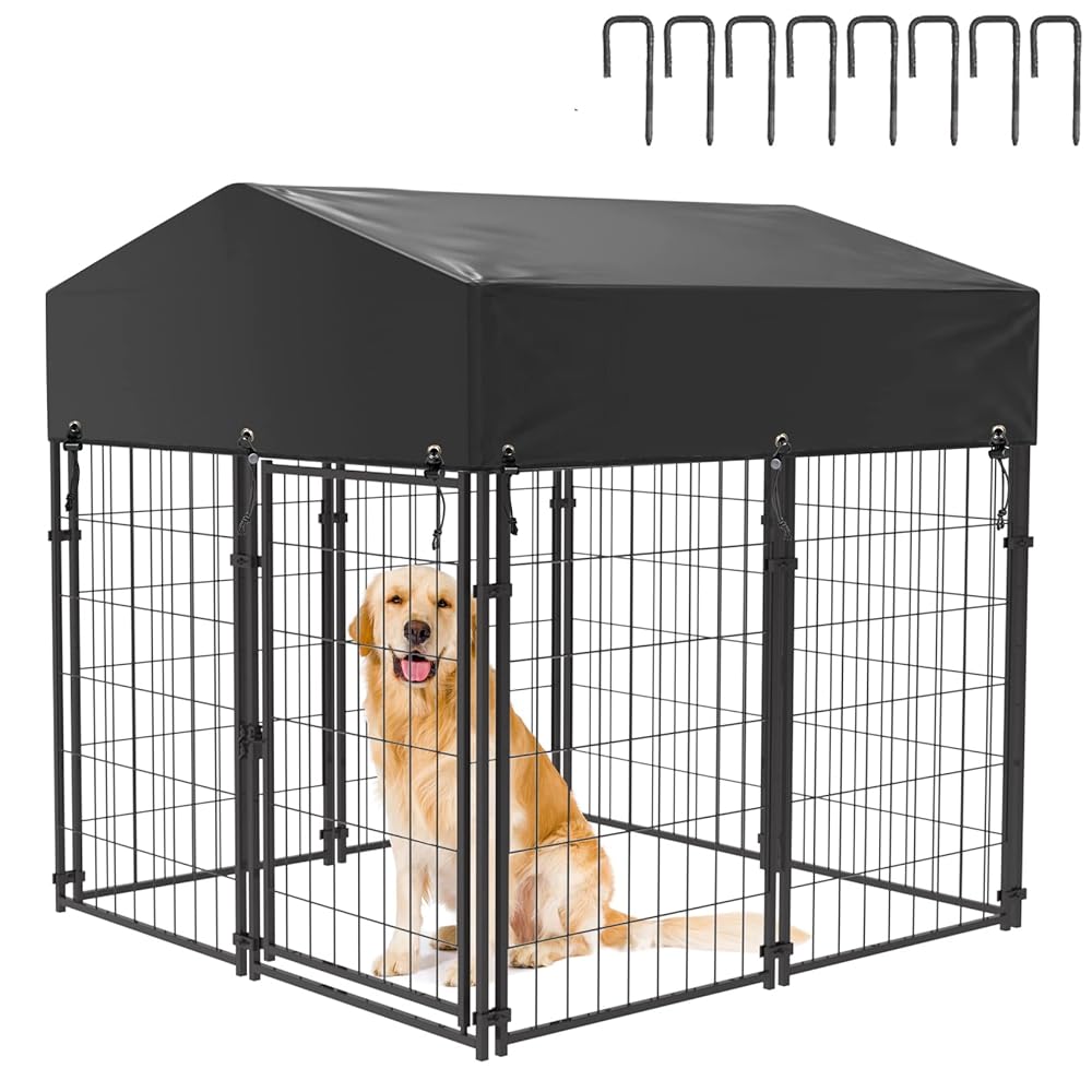 Dog Kennels: Outdoor Dog Kennel XS Pet Cage with Roof & Cover 127x120x134cm