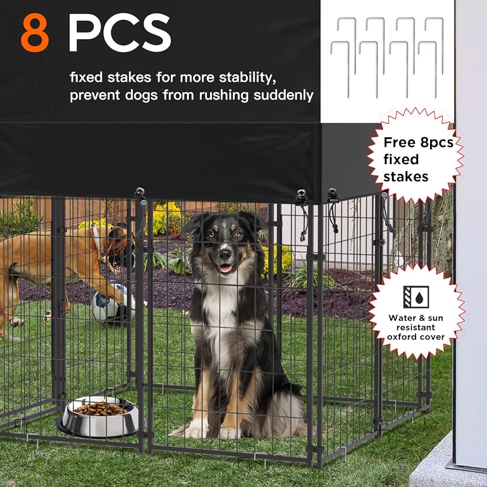 Dog Kennels: Outdoor Dog Kennel XS Pet Cage with Roof & Cover 127x120x134cm