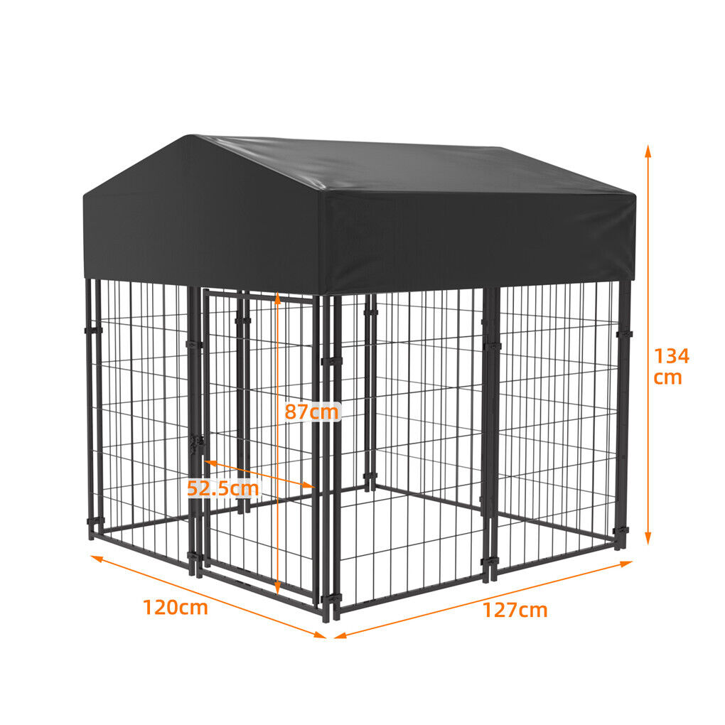 Dog Kennels: Outdoor Dog Kennel XS Pet Cage with Roof & Cover 127x120x134cm