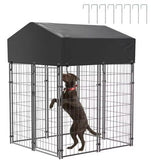 Dog Kennels: Small Outdoor Dog Kennel Pet Cage with Roof Cover 125x120x165cm