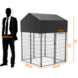 Dog Kennels: Small Outdoor Dog Kennel Pet Cage with Roof Cover 125x120x165cm