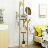 Bicycle Stands & Storage: Bamboo Coat Rack Stand with Umbrella Holder - Hanging Storage