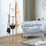 Bicycle Stands & Storage: Bamboo Coat Rack Stand with Umbrella Holder - Hanging Storage