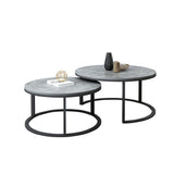 Coffee Tables: Set of 2 Grey Marble Nesting Coffee Tables 60/80cm