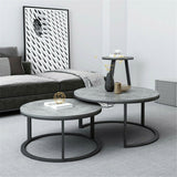 Coffee Tables: Set of 2 Grey Marble Nesting Coffee Tables 60/80cm