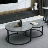 Coffee Tables: Set of 2 Grey Marble Nesting Coffee Tables 60/80cm