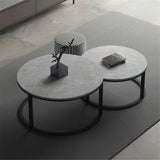 Coffee Tables: Set of 2 Grey Marble Nesting Coffee Tables 60/80cm