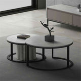 Coffee Tables: Set of 2 Grey Marble Nesting Coffee Tables 60/80cm