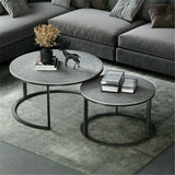 Coffee Tables: Set of 2 Grey Marble Nesting Coffee Tables 60/80cm