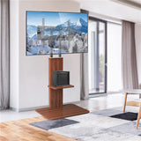 TV Units: Heavy Duty TV Floor Stand Adjustable Mount 65 Black Brown