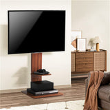 TV Units: Heavy Duty TV Floor Stand Adjustable Mount 65 Black Brown