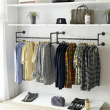 Clothing & Wardrobe Storage: Iron Wall Mounted Clothes Rack with Shelf Garment Display