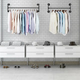 Clothing & Wardrobe Storage: Iron Wall Mounted Clothes Rack with Shelf Garment Display
