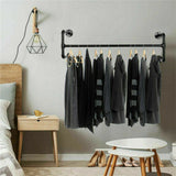 Clothing & Wardrobe Storage: Iron Wall Mounted Clothes Rack with Shelf Garment Display