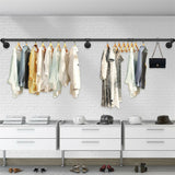 Clothing & Wardrobe Storage: Industrial Iron Pipe Clothes Rail Vintage Wall Shelf