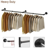 Clothing & Wardrobe Storage: Industrial Iron Pipe Clothes Rail Vintage Wall Shelf
