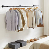 Clothing & Wardrobe Storage: Industrial Iron Pipe Clothes Rail Vintage Wall Shelf