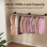 Clothing & Wardrobe Storage: Industrial Iron Pipe Clothes Rail Vintage Wall Shelf