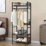 Clothing & Wardrobe Storage: Metal Garment Rack Coat Stand MDF & Iron Organizer