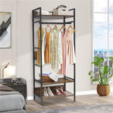 Clothing & Wardrobe Storage: Metal Garment Rack Coat Stand MDF & Iron Organizer