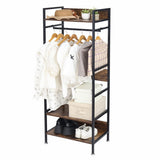 Clothing & Wardrobe Storage: Metal Garment Rack Coat Stand MDF & Iron Organizer