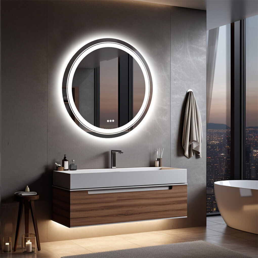 Mirrors: 60cm LED Bathroom Mirror Anti-fog Circle Backlit HD