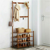 Clothing & Wardrobe Storage: Bamboo 5-Tier Hat Coat Shoe Rack Entryway Bench Hanger Storage