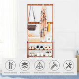 Clothing & Wardrobe Storage: Bamboo 5-Tier Hat Coat Shoe Rack Entryway Bench Hanger Storage