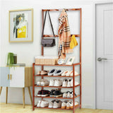 Clothing & Wardrobe Storage: Bamboo 5-Tier Hat Coat Shoe Rack Entryway Bench Hanger Storage