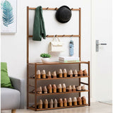 Clothing & Wardrobe Storage: Bamboo 5-Tier Hat Coat Shoe Rack Entryway Bench Hanger Storage