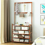 Clothing & Wardrobe Storage: Bamboo 5-Tier Hat Coat Shoe Rack Entryway Bench Hanger Storage
