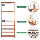 Clothing & Wardrobe Storage: Bamboo 5-Tier Hat Coat Shoe Rack Entryway Bench Hanger Storage