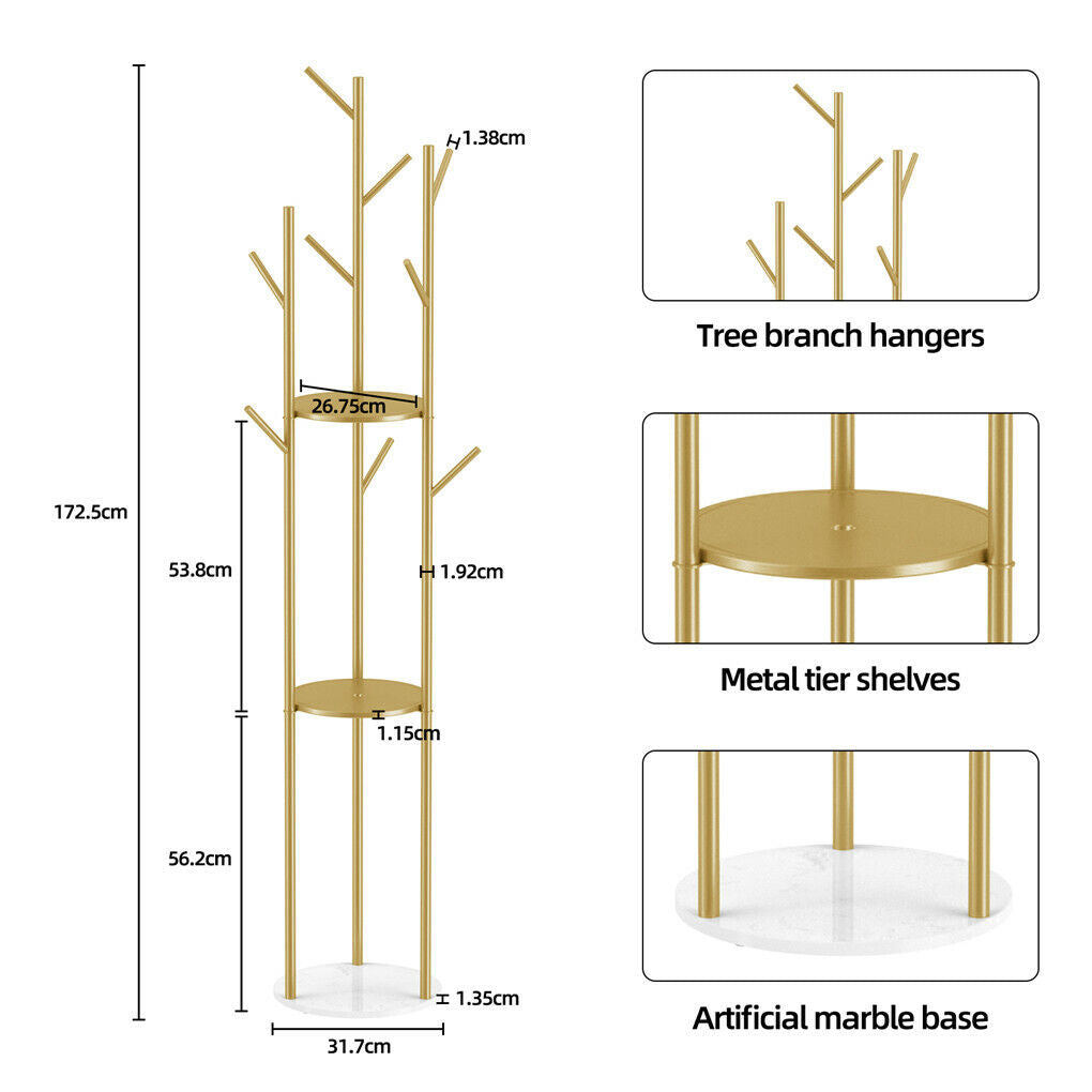 Kitchen & Bathroom DIY: Marble & Metal Coat Rack Stand Heavy Duty
